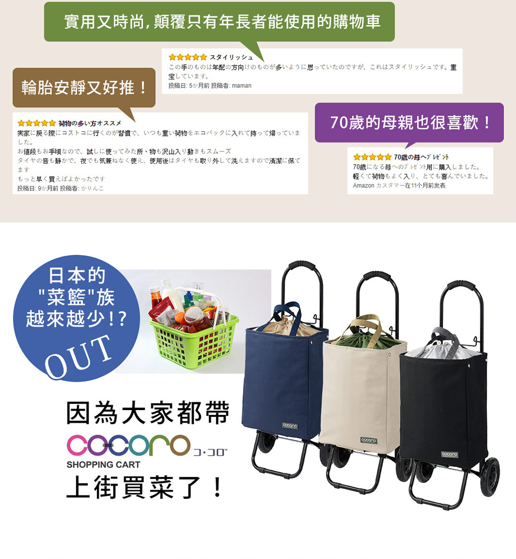 Cocoro 手提袋購物車 工藝黑 Pchome 24h購物
