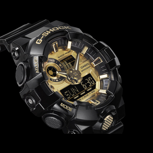OFFICIAL MALAYSIA WARRANTY) Casio G-SHOCK Garish Color Series with Metallic  Face GA-710GB-1A Black