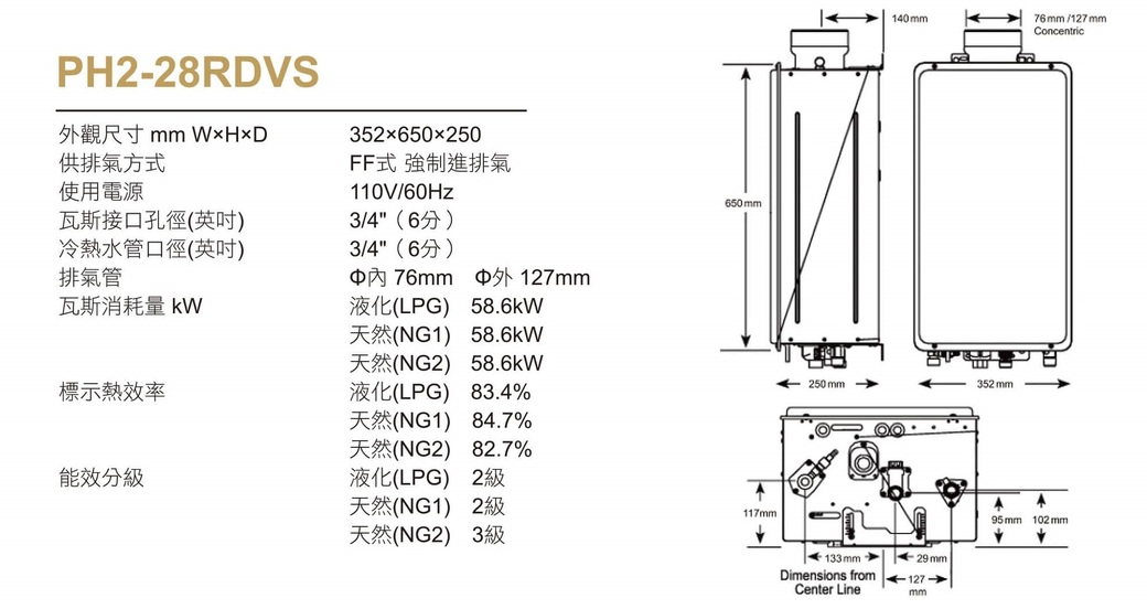 Paloma 日本製熱水器ph2 28rdvs 桶裝瓦斯 Pchome 24h購物