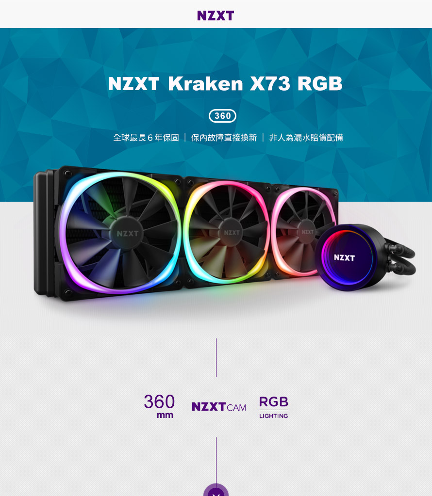 NZXT美商恩傑全新海妖三代Kraken X73 RGB 360mm 一體式水冷散熱器RL